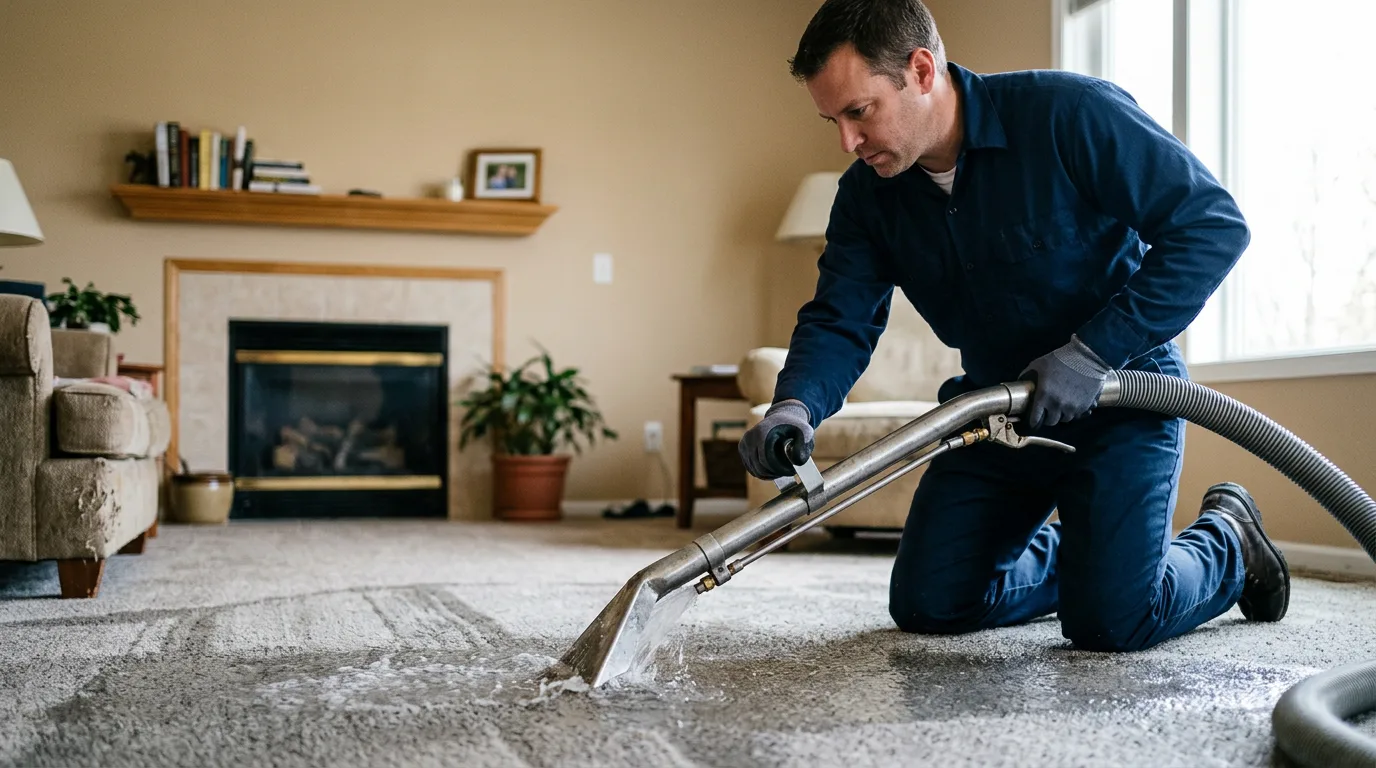 Water damage restoration technician working near Maple Park, IL